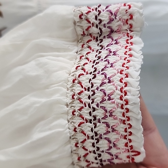 Free People Embroidered Off Shoulder White Floral Mini Dress Size xs - Picture 7 of 12